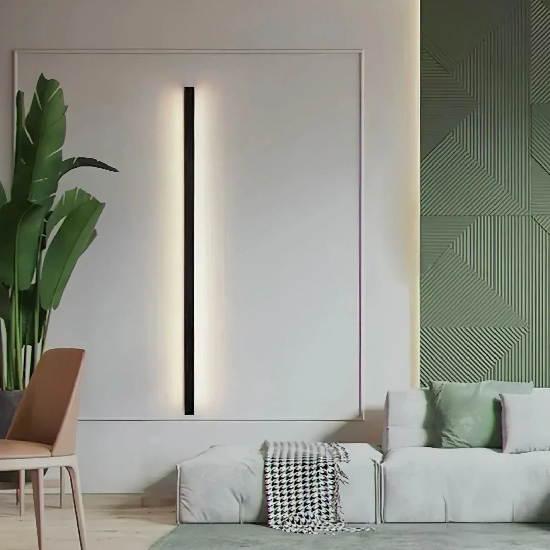 Applique da parete lineare LED dimmerabile nera stile minimale per soggiorno