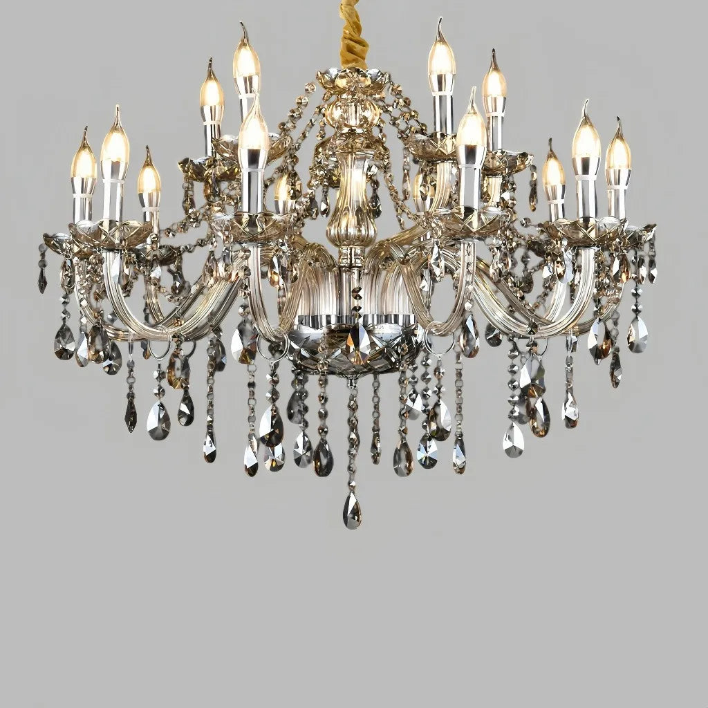 Lampadario classico in cristallo a candelabro con più bracci per sala da pranzo
