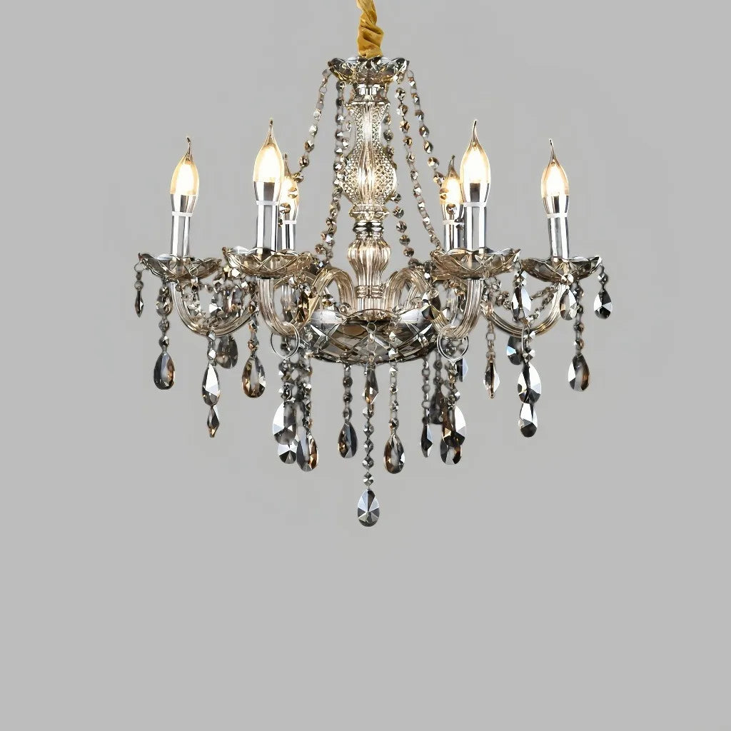 Lampadario classico in cristallo a candelabro con più bracci per sala da pranzo