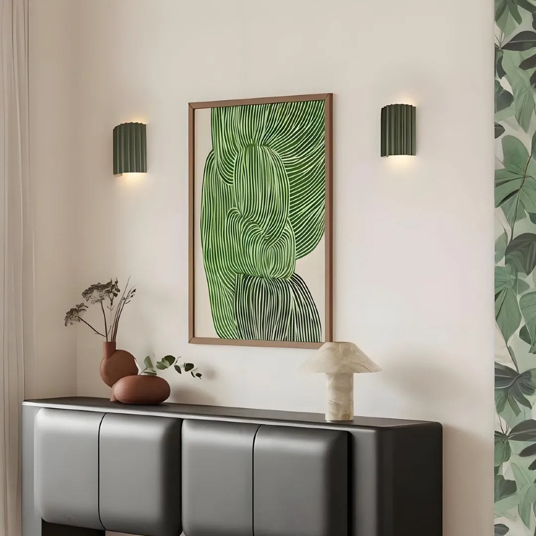 Applique da parete interna di design contemporaneo a mezzo cilindro scanalato per soggiorno