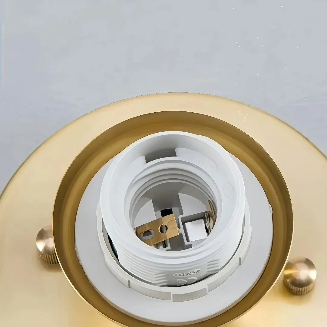 Plafoniera da corridoio stile mid-century dimmerabile in ottone e vetro opale