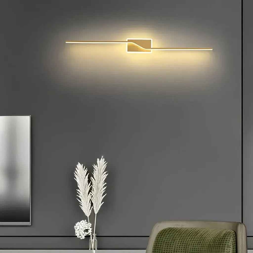 Applique da parete oro LED dimmerabile lineare minimalista per soggiorno