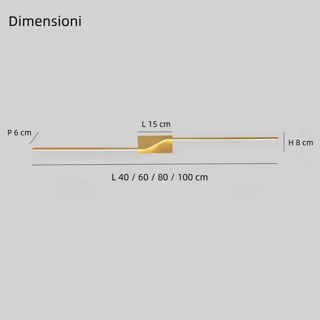 Applique da parete oro LED dimmerabile lineare minimalista per soggiorno
