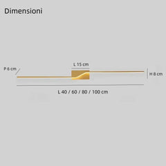 Applique da parete oro LED dimmerabile lineare minimalista per soggiorno