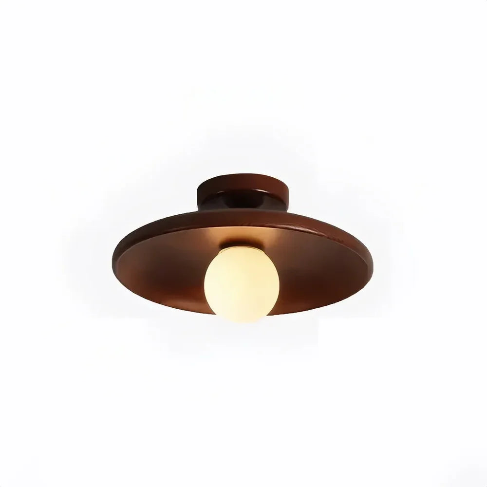 Plafoniera LED da soffitto per corridoio in legno a disco dimmerabile