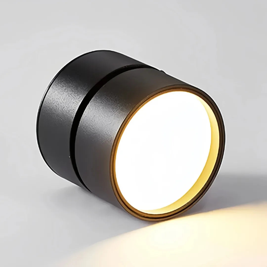 Faretto a soffitto cilindrico LED dimmerabile orientabile a 360° dal design minimal
