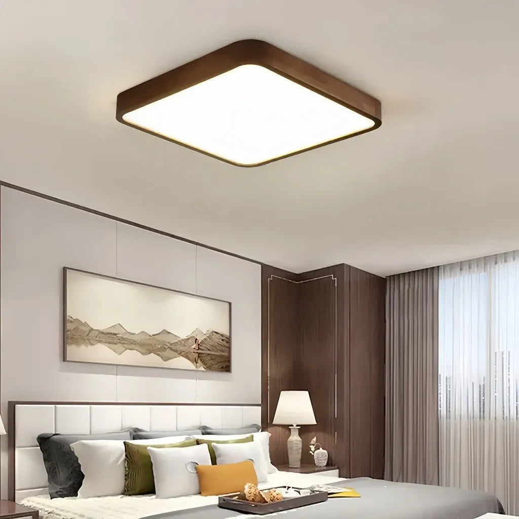 Plafoniera LED in legno stile nordico dimmerabile per camera da letto