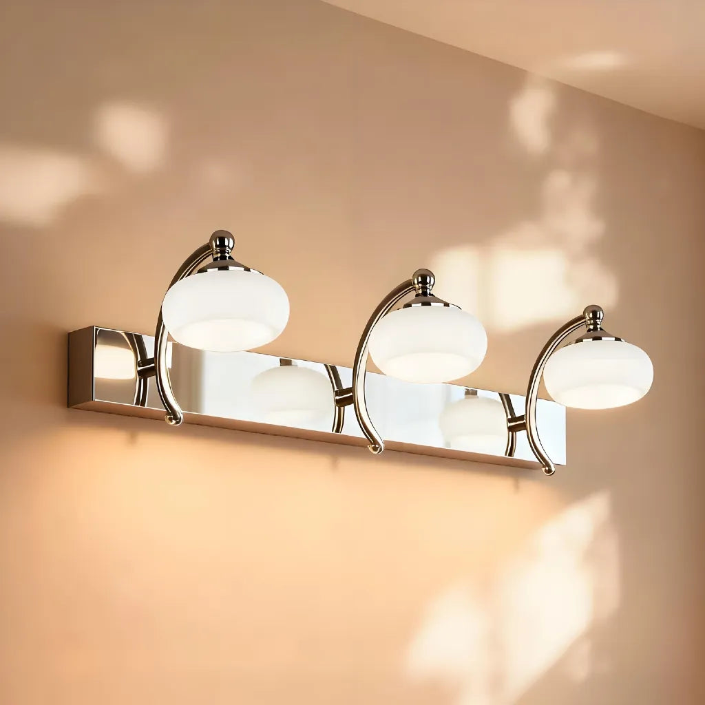 Applique da bagno sopra specchio contemporanea a LED dimmerabile in cromo lucido