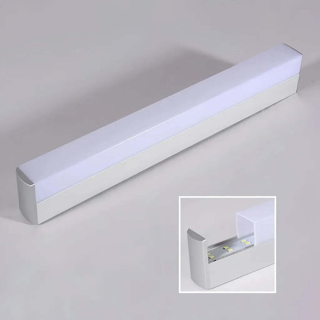 Applique per specchio da bagno minimale con corpo lineare e LED dimmerabile