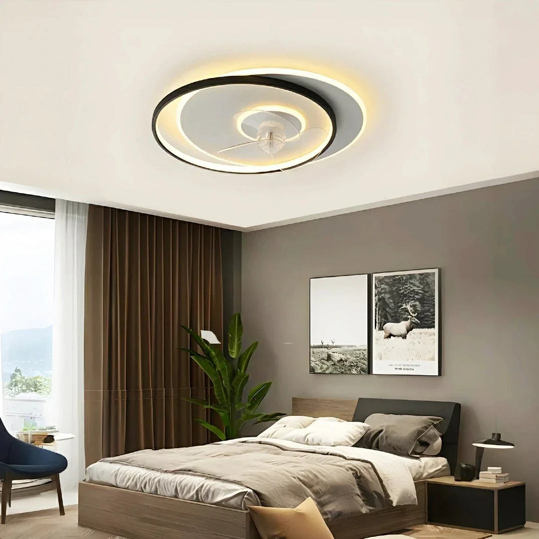 Plafoniera LED da soffitto con ventilatore silenzioso ad anello per camera da letto