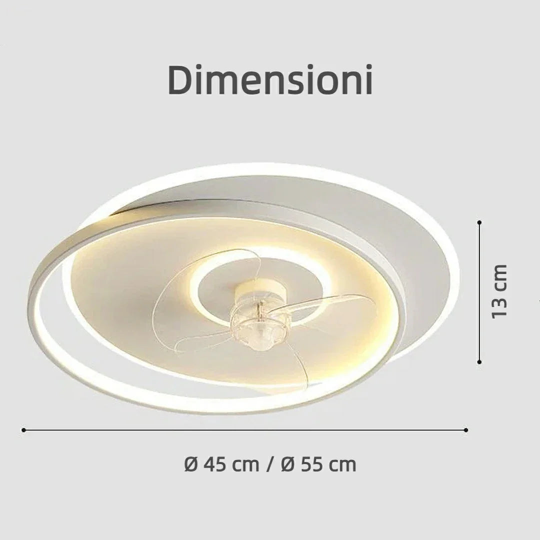 Plafoniera LED da soffitto con ventilatore silenzioso ad anello per camera da letto