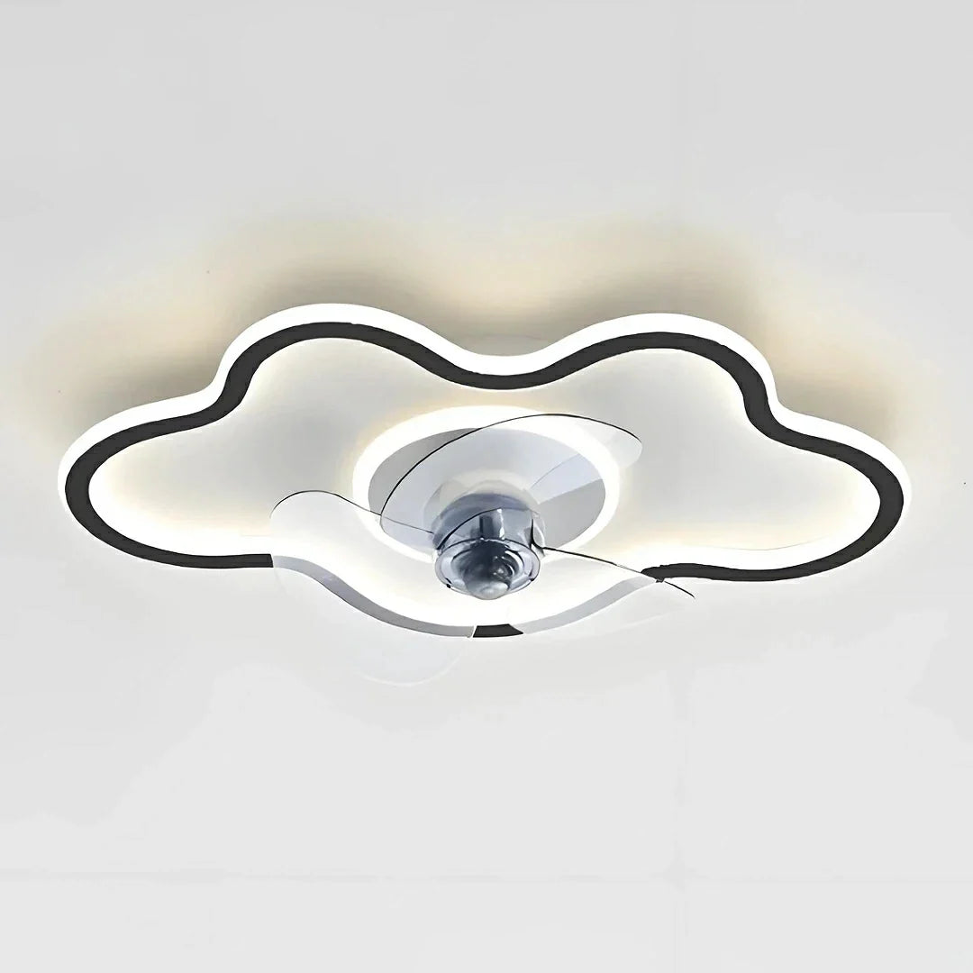 Ventilatore da soffitto LED dimmerabile silenzioso dal design ondulato per camera da letto
