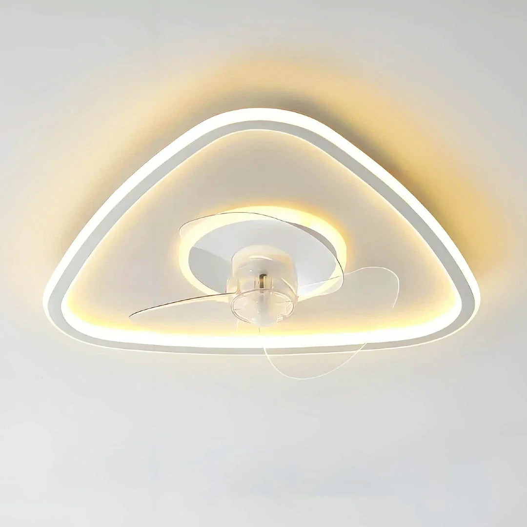 Ventilatore da soffitto LED dimmerabile silenzioso con telecomando dal design a cono per camera da letto
