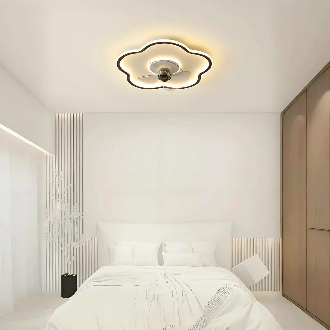 Ventilatore da soffitto silenzioso con luce dimmerabile design a fiori per camera da letto