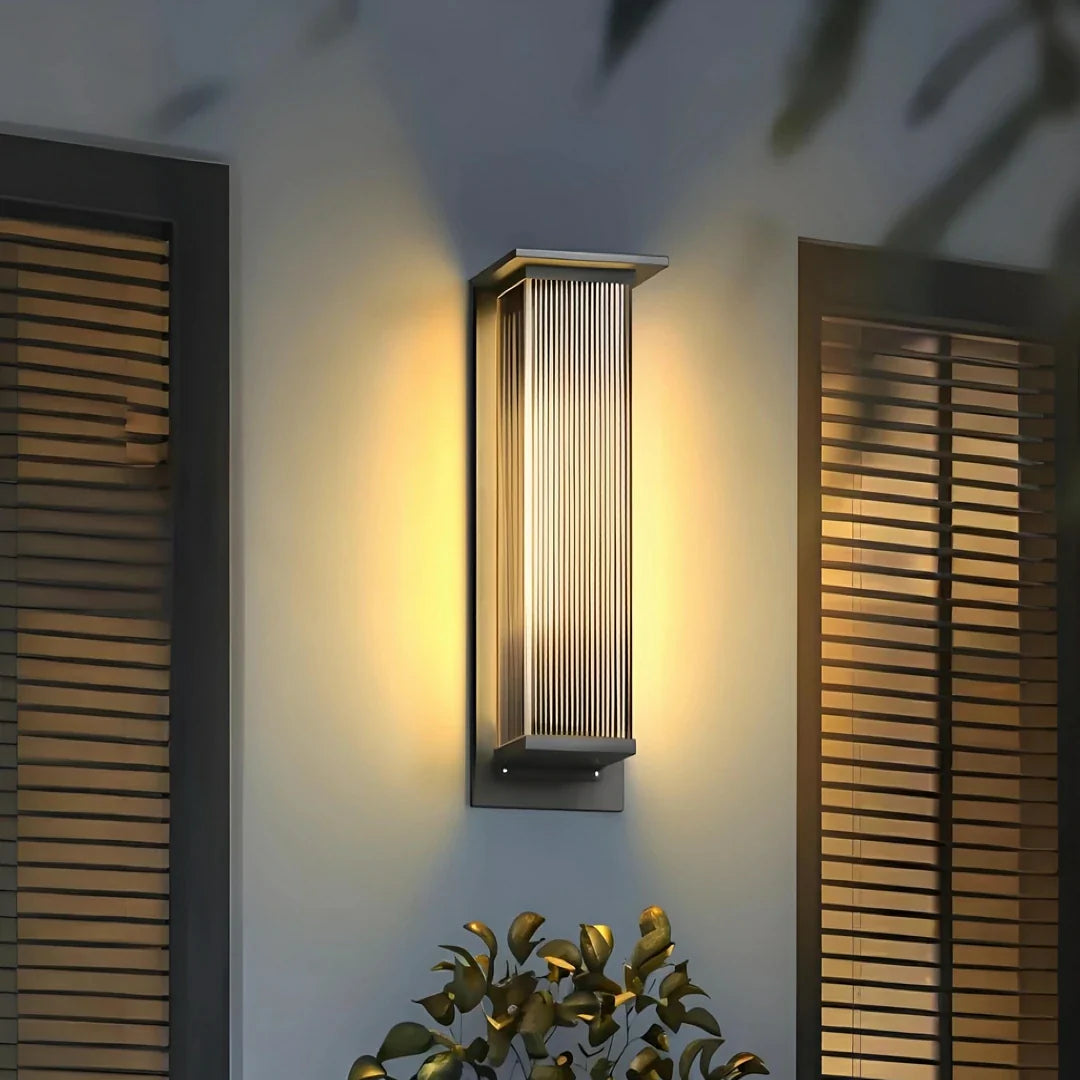 Applique da esterno rettangolare moderno LED solare nero