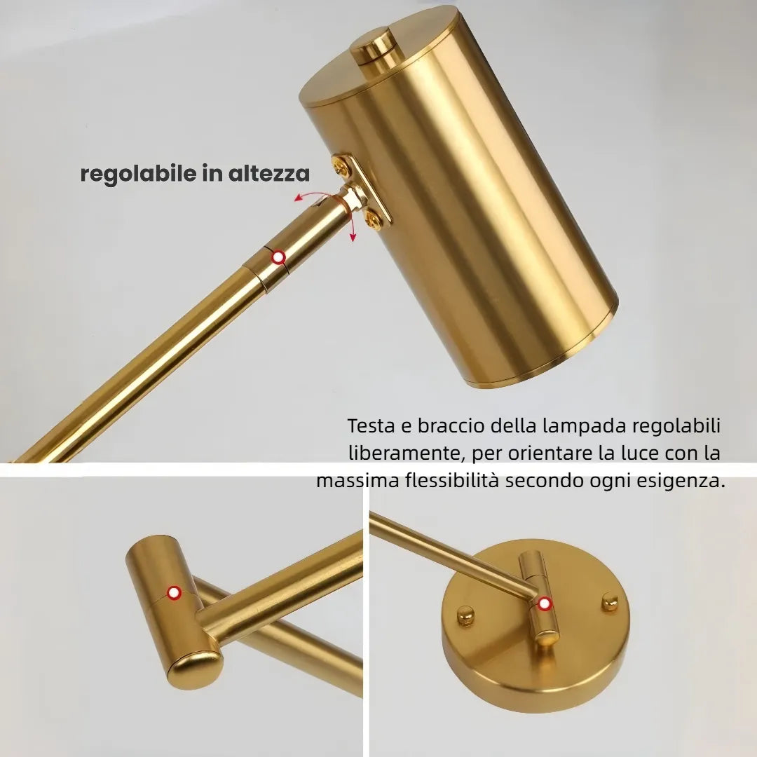 Lampada da lettura a parete moderna con doppio braccio orientabile