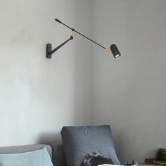 Applique a braccio lungo minimal vintage con braccio articolato orientabile e dimmerabile per soggiorno