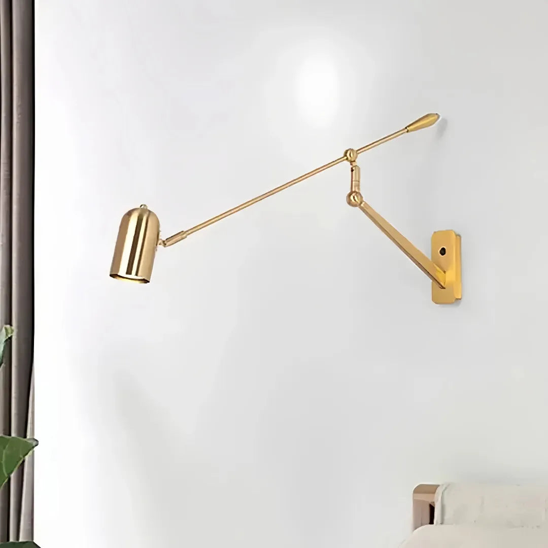 Applique a braccio lungo minimal vintage con braccio articolato orientabile e dimmerabile per soggiorno
