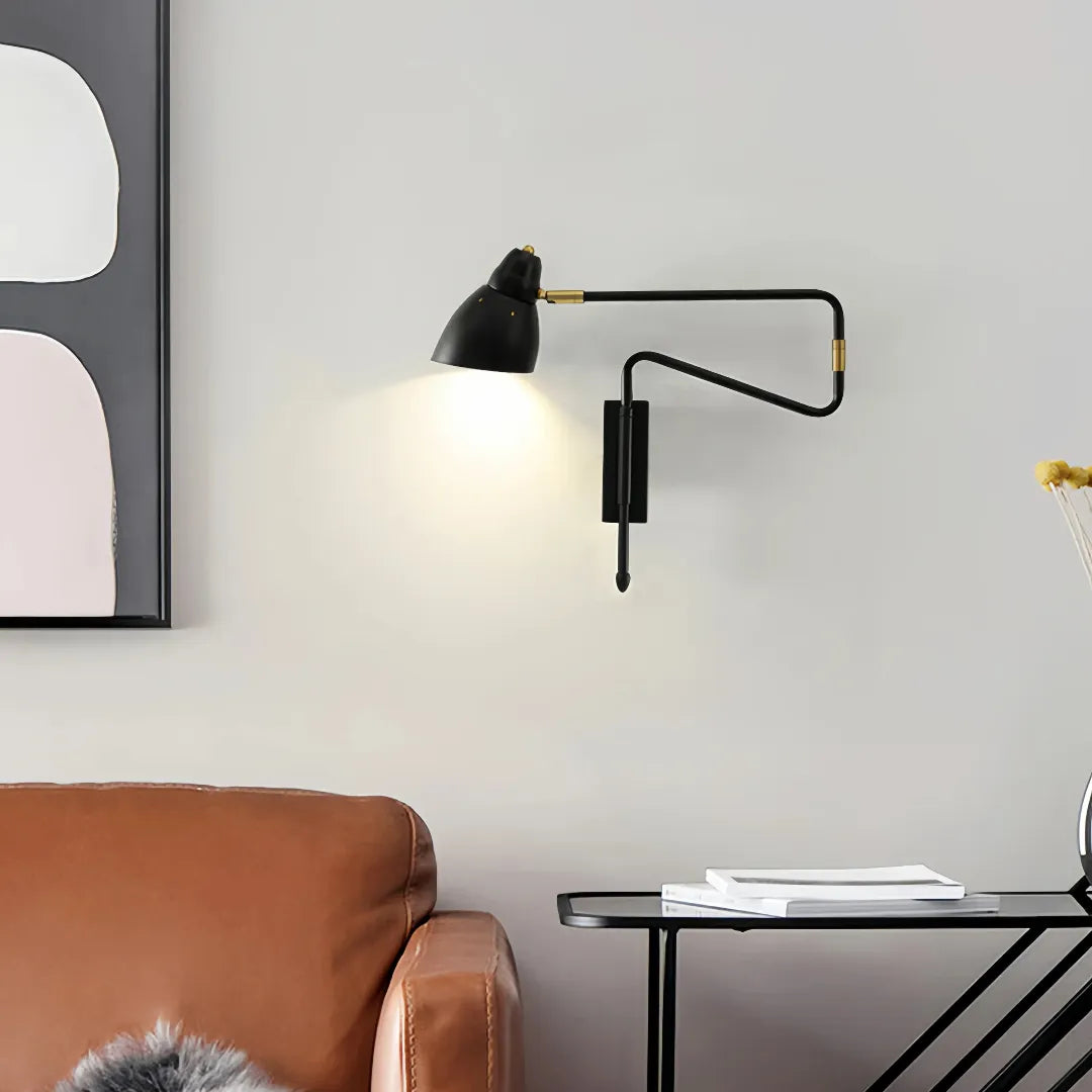 Lampada da lettura da parete moderna con doppio braccio orientabile per camera da letto