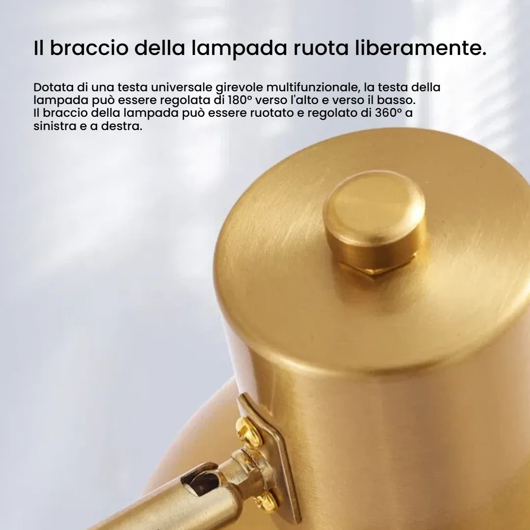 Lampada da lettura comodino a parete contemporanea con braccio articolato orientabile