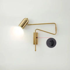 Lampada da comodino per lettura a parete con interruttore e doppio braccio orientabile moderna