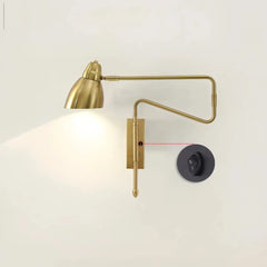 Lampada da comodino per lettura a parete con interruttore e doppio braccio orientabile moderna
