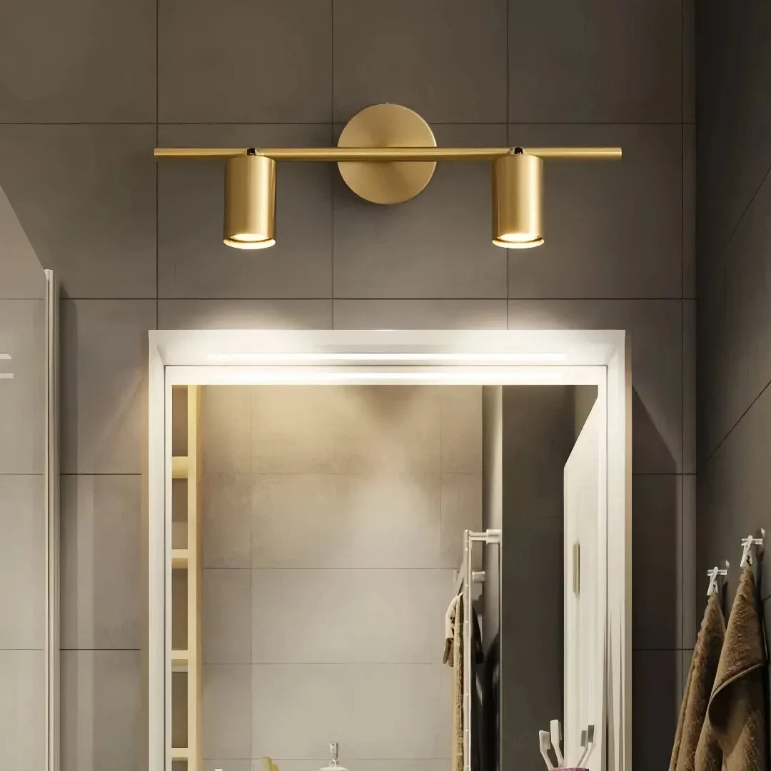 Faretti a parete contemporanei in ottone massiccio per specchio bagno orientabili