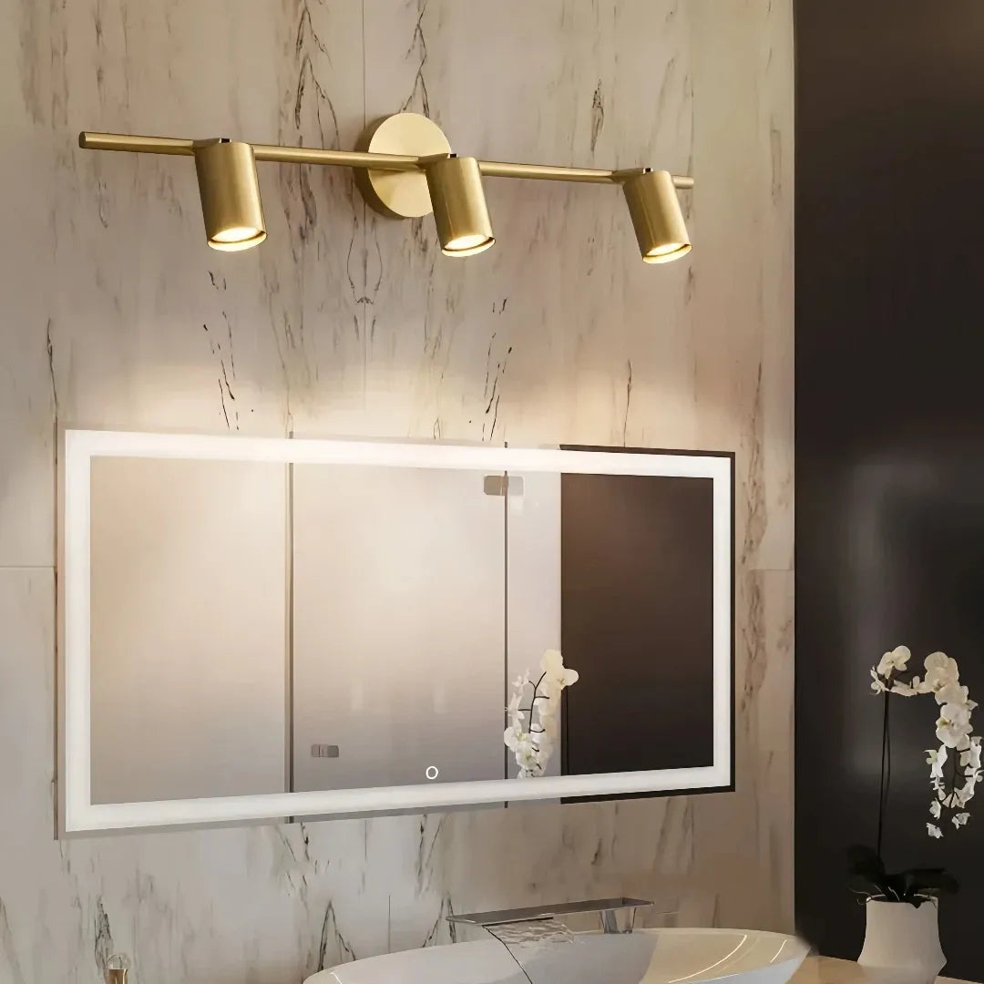 Faretti a parete contemporanei in ottone massiccio per specchio bagno orientabili