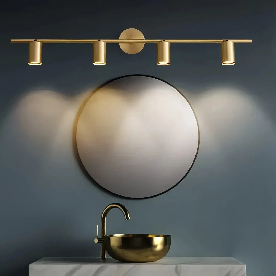 Faretti a parete contemporanei in ottone massiccio per specchio bagno orientabili