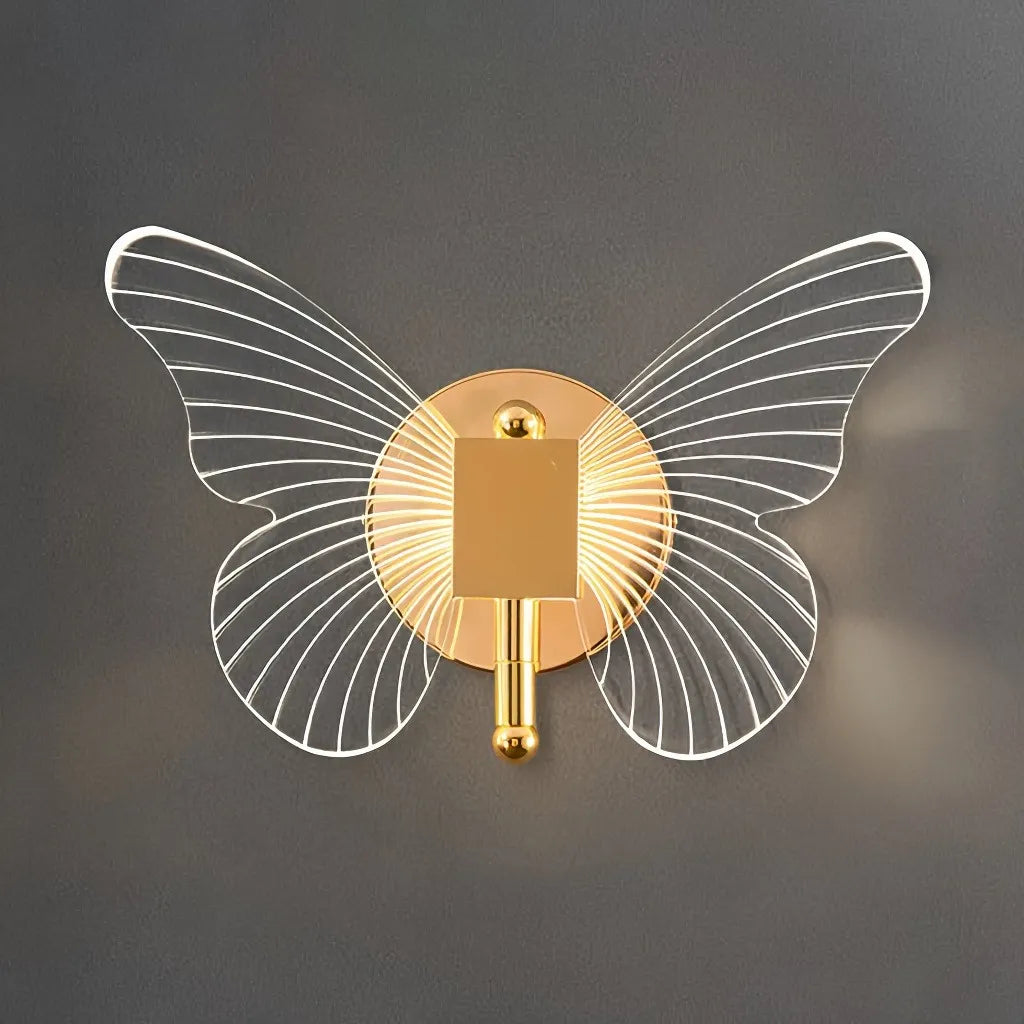 Applique oro per camera da letto a farfalla con LED dimmerabile design moderno