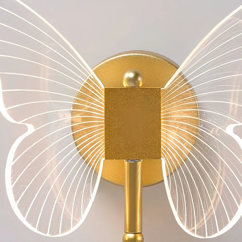 Applique oro per camera da letto a farfalla con LED dimmerabile design moderno