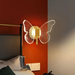 Applique oro per camera da letto a farfalla con LED dimmerabile design moderno