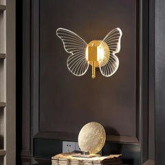 Applique oro per camera da letto a farfalla con LED dimmerabile design moderno