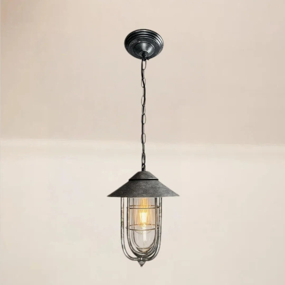Lampada a sospensione da esterno industriale in stile lanterna per veranda