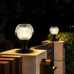 Lampada da pilastro LED solare moderna a sfera con luce RGB e telecomando per giardino