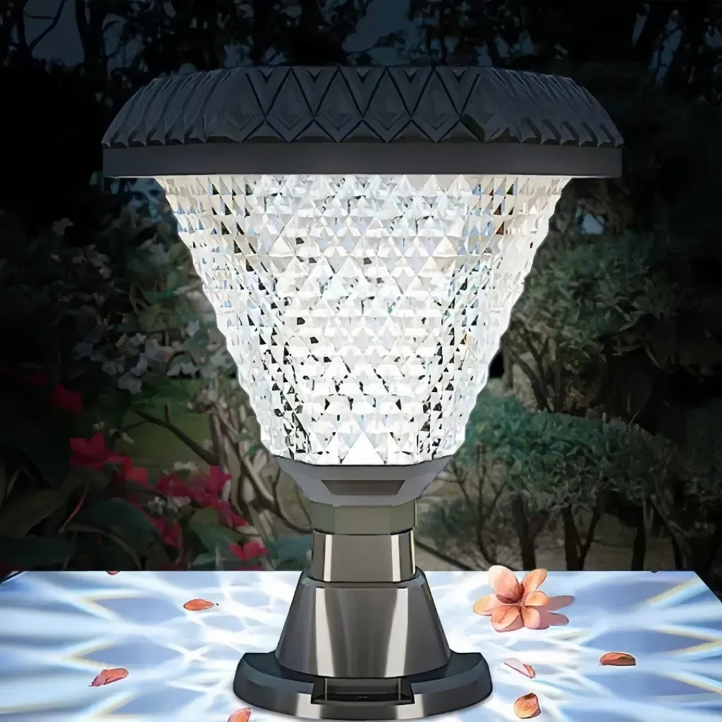 Lampada da pilastro moderna solare a cono per esterno