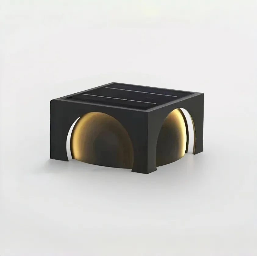 Lampada da pilastro solare da giardino nera dal design moderno cubico