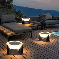 Lampada da pilastro solare a LED con diffusore a disco per giardino