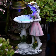 Statue da giardino con luce solare LED in resina moderna design decorativo