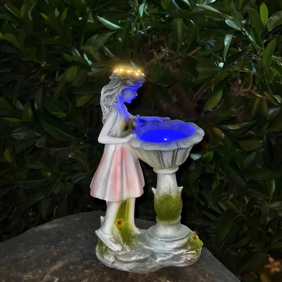 Statue da giardino con luce solare LED in resina moderna design decorativo