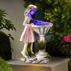 Statue da giardino con luce solare LED in resina moderna design decorativo