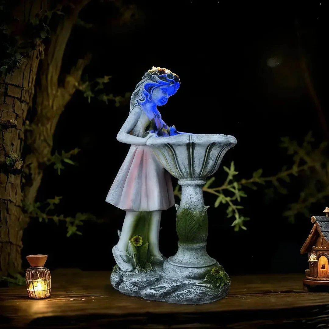 Statue da giardino con luce solare LED in resina moderna design decorativo