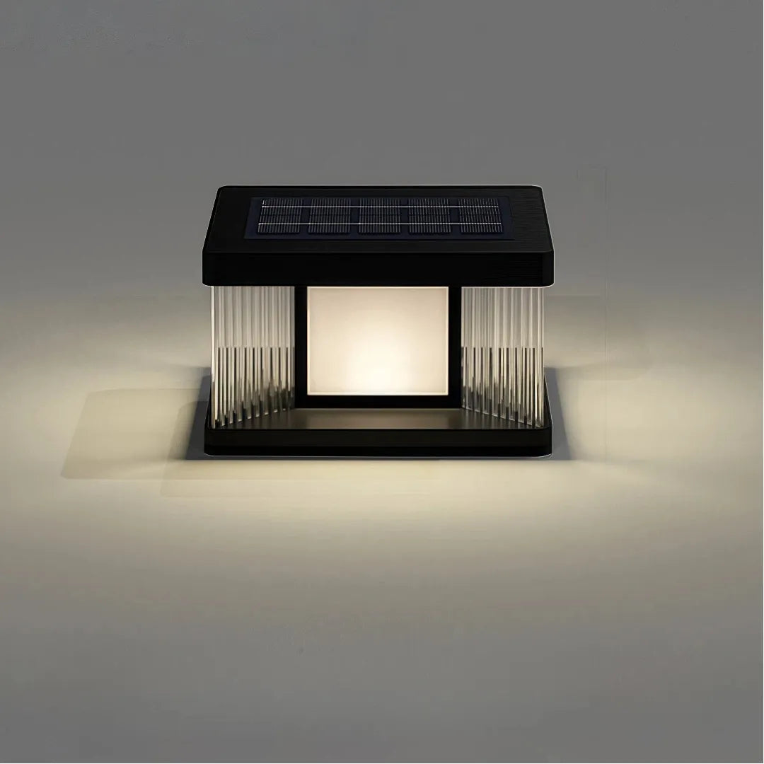 Lampada da pilastro moderna da esterno solare a LED con pannelli scanalati per giardino