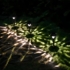 Lampioncino da giardino solare a LED in finitura moka con effetto luminoso decorativo e picchetto