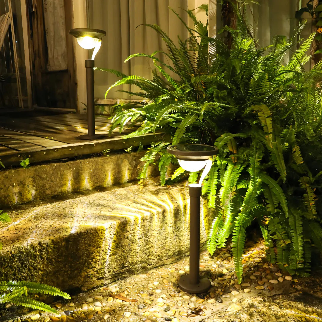 Paletto solare LED da giardino con base e picchetto inclusi dal design moderno