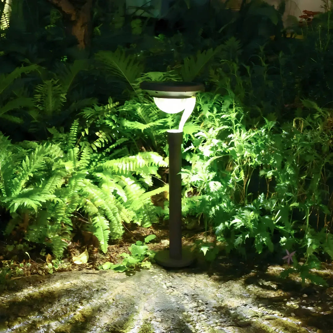 Paletto solare LED da giardino con base e picchetto inclusi dal design moderno