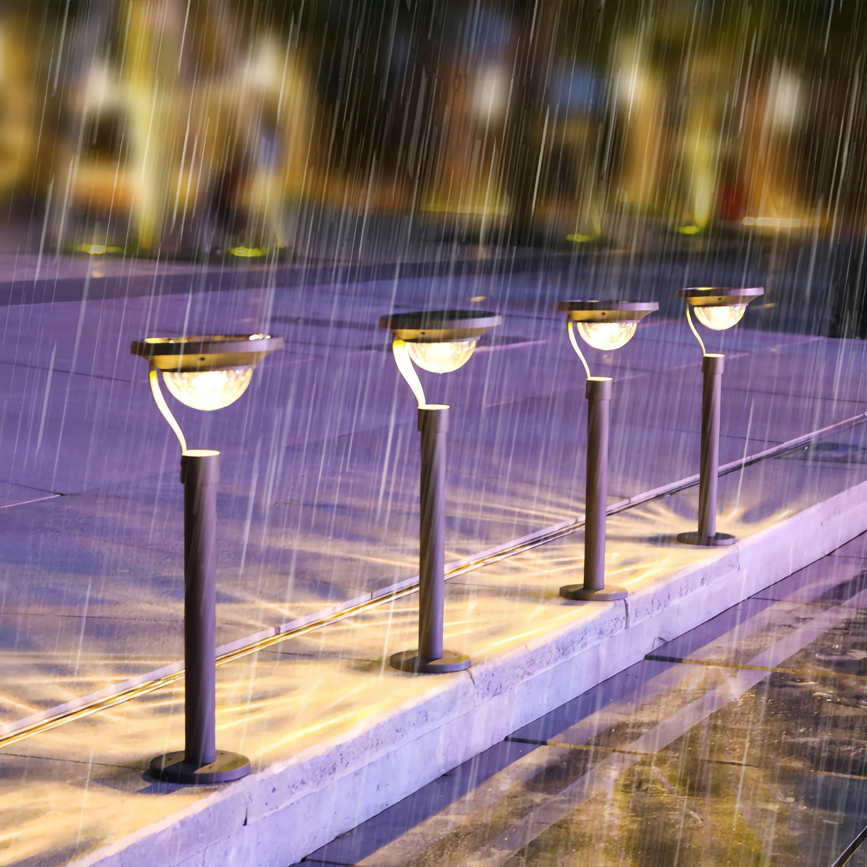 Paletto solare LED da giardino con base e picchetto inclusi dal design moderno