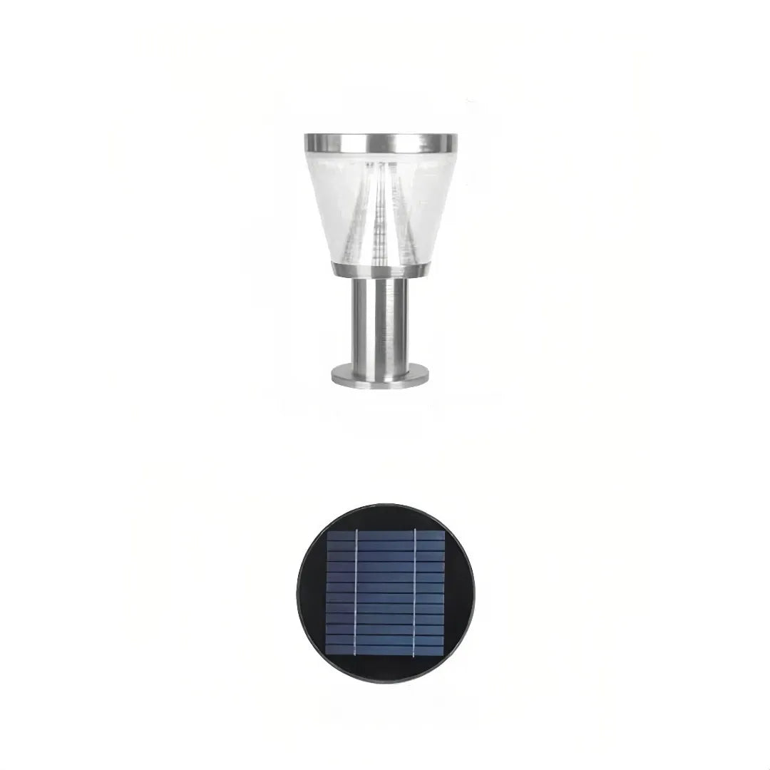 Paletto da giardino solare LED con diffusore conico dal design contemporaneo