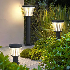 Paletto da giardino solare LED con diffusore conico dal design contemporaneo