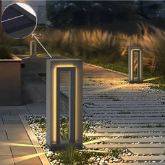 Paletto da giardino solare LED rettangolare con effetto luminoso decorativo